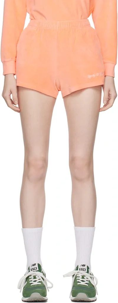 Sporty And Rich Orange Disco Shorts In Peach/white