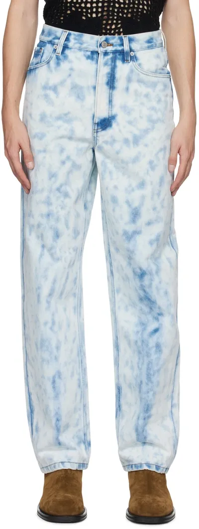 Dries Van Noten Off-white & Blue Tie-dye Jeans