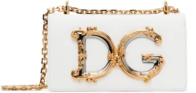 Dolce & Gabbana Calfskin Dg Girls Phone Bag In White