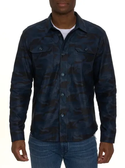 Robert Graham Men's Fiore Camouflage Print Shirt Jacket In Navy