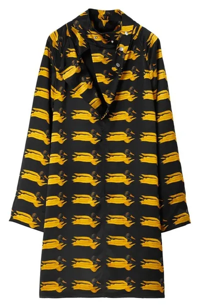 Burberry Duck Print Long Sleeve Silk Shirtdress In Pear Pattern