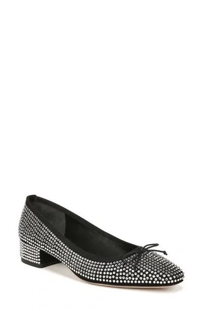 Veronica Beard Cecile Crystal Bow Ballerina Flats In Black Diamond