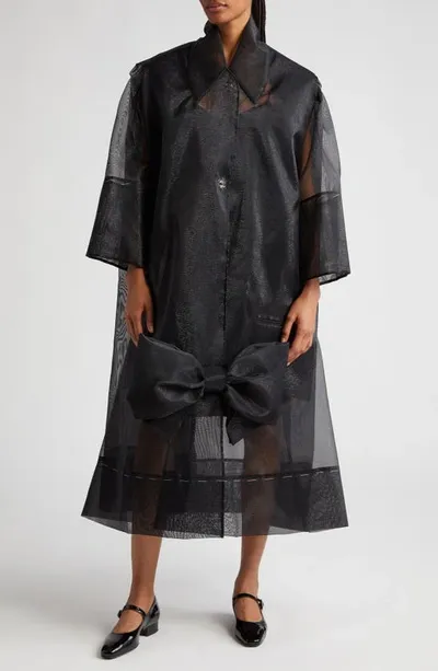 Maison Margiela Bow Tulle Coat In Black