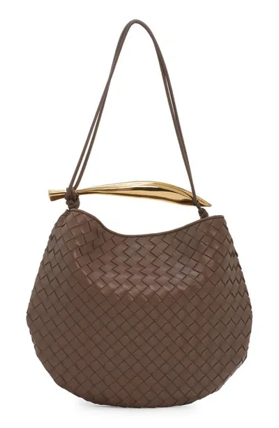 Bottega Veneta Sardine Intrecciato Crossbody Bag In 2562 Taupe Grey-m Brass