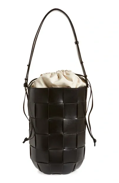 Bottega Veneta Casette Lantern Leather Bucket Bag In Black