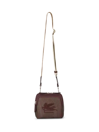 Etro Essential Crossbody Bag With Embroidered Pegaso In Red