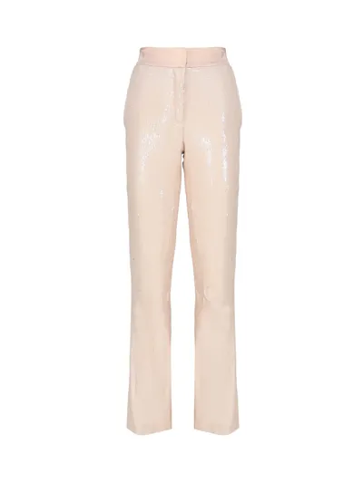 Genny Trousers With Sequins And Satin In Neutrals