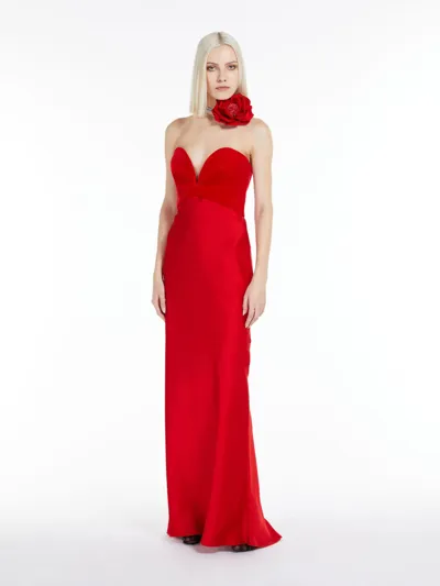 Max Mara Caldaia Crêpe Satin Maxi Dress In Red