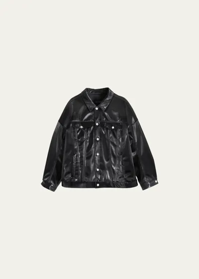 Marc Jacobs Oversize Reflective Trucker Jacket In Black