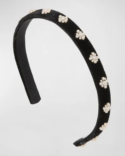 Jennifer Behr Maggie Pearl-embellished Headband In Black Pearl