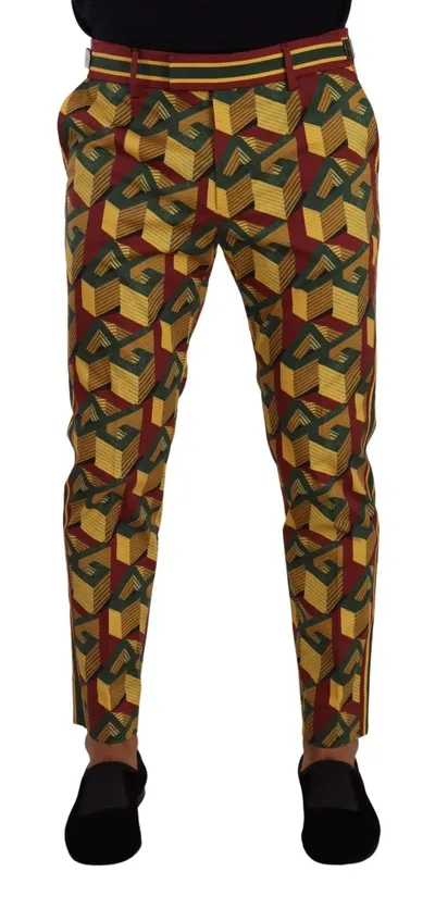 Dolce & Gabbana Multicolor Logo Mania Cotton Tapered Trouser Pants