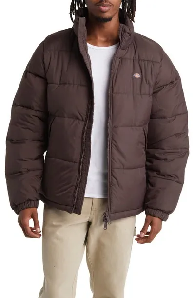 Dickies Waldenburg Quilted Jacket In Chocolate Brown