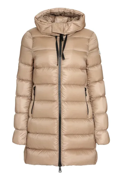 Moncler Padded Hodded Jacket In Beige