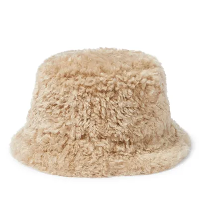 Paade Mode Kids' Hut Aus Faux Shearling In Beige