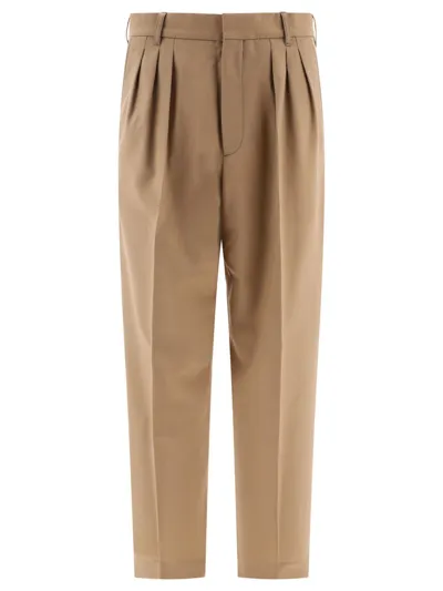 Kenzo Virgin Wool Straight Pants In Beige