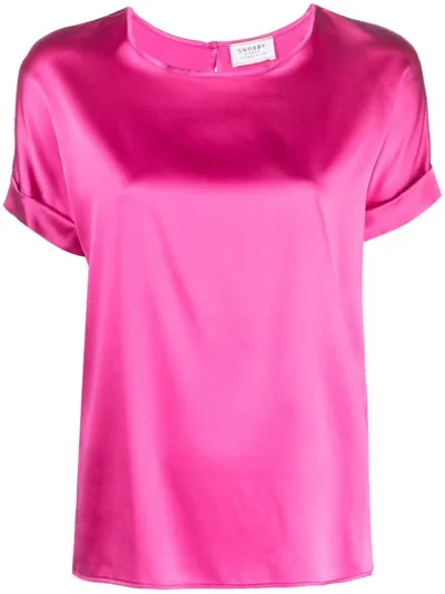 Snobby Sheep Short-sleeve Silk Blouse In Fuchsia