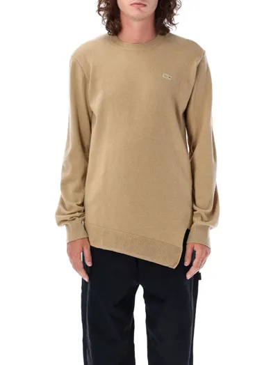 Comme Des Garçons Shirt X Lacoste Asymmetric Hem Wool Jumper In Beige