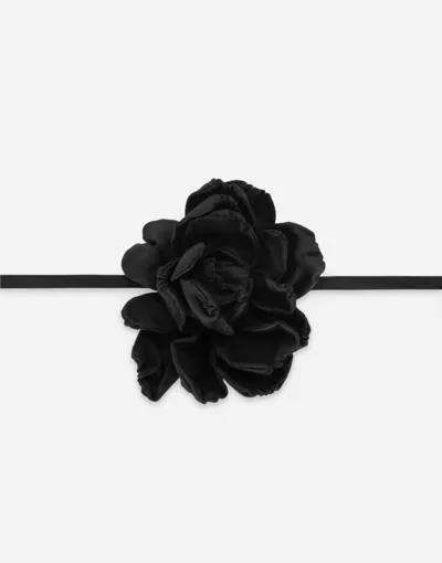 Dolce & Gabbana Choker With Floral Detailing In Black