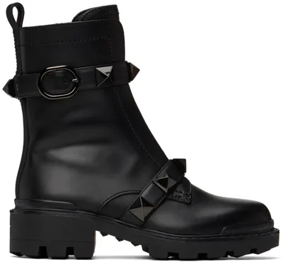 Valentino Garavani Women's Roman Stud Combat Boots With Studs In Black