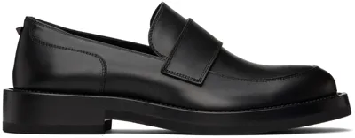 Valentino Garavani Black Rockstud Loafers In 0no Nero