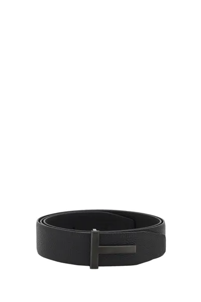 Tom Ford 4cm Full-grain Leather Belt In Black