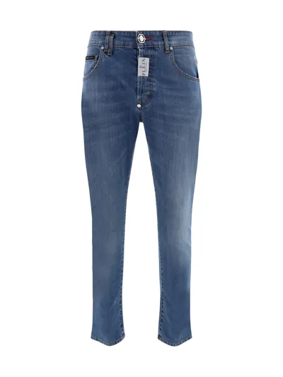 Philipp Plein Denim Skinny Fit Jeans In Multicolor