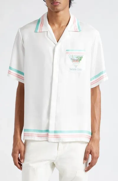 Casablanca White Tennis Club Icon Silk Shirt