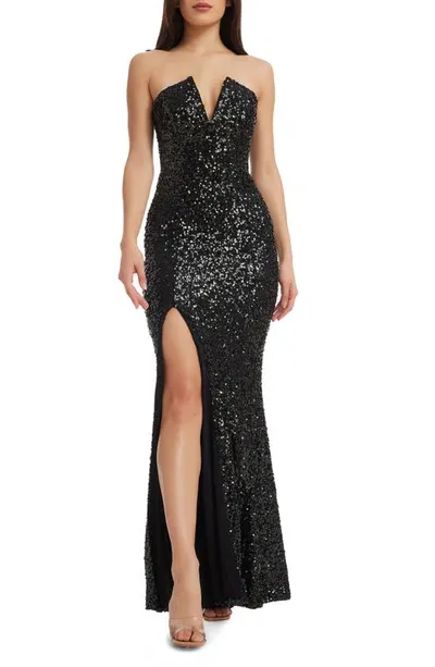 Dress The Population Women's Fernanda Sequin Mermaid Gown In Jet Black