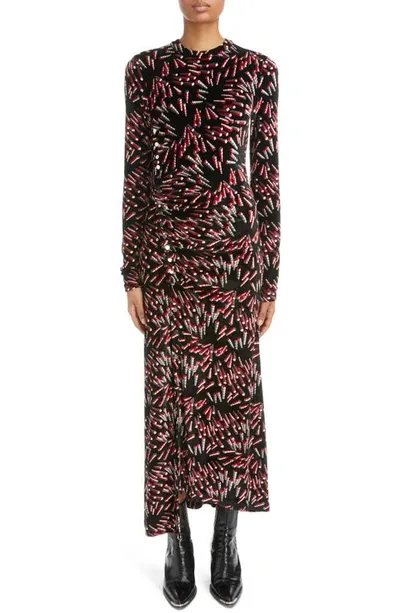 Rabanne Wrap-effect Printed Velvet Maxi Dress In Black