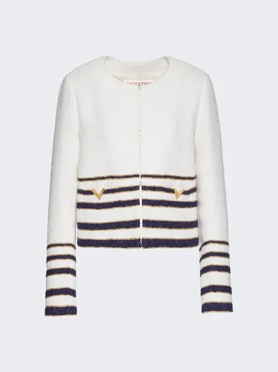 Valentino Embellished Striped Bouclã© Jacket