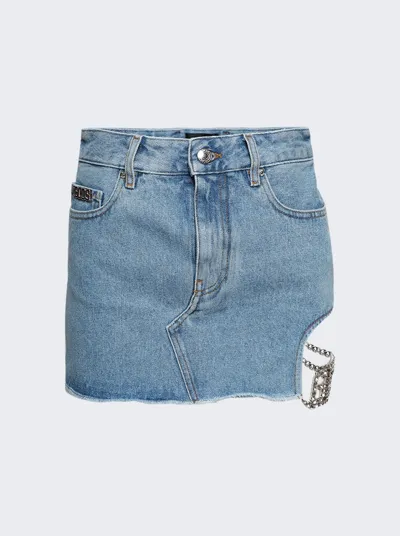 Gcds Cut-out Denim Skirt In Light Blue