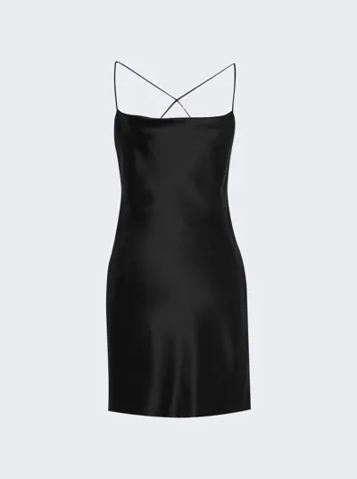 Saint Laurent Cowl-neck Silk Slip Dress In Noir