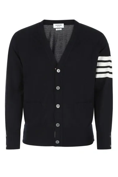 Thom Browne 4-bar Virgin Wool Cardigan In Blue