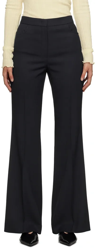 Recto Navy Flared Trousers In Black