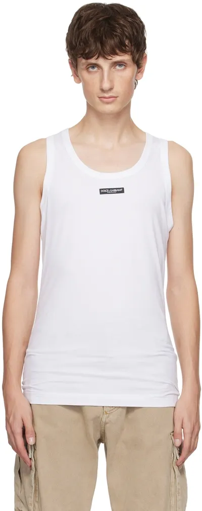 Dolce & Gabbana Logo-patch Tank Top In White