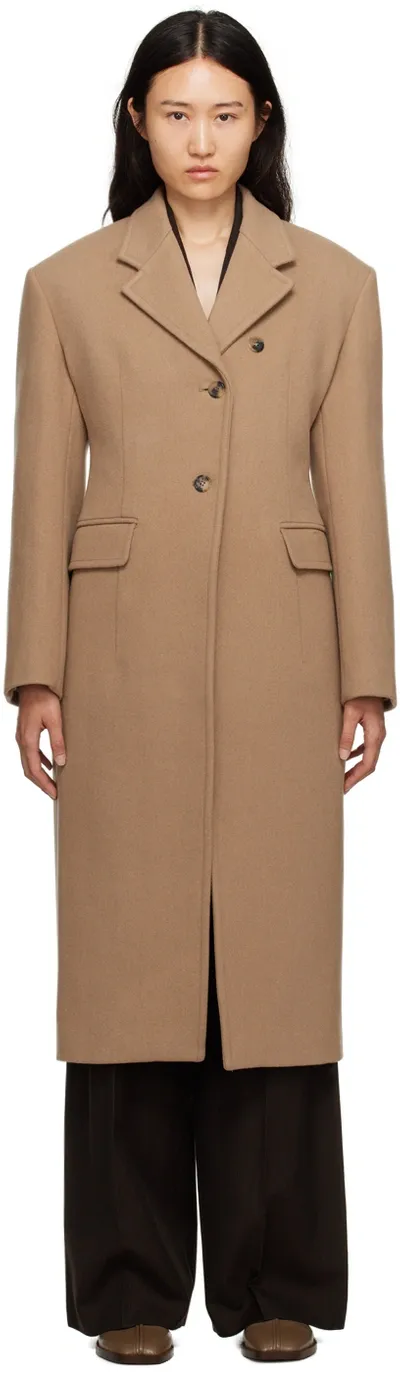 Recto Beige Charlotte Coat In Dark Beige