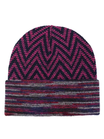 Missoni Zigzag Turn-up Beanie In Pink