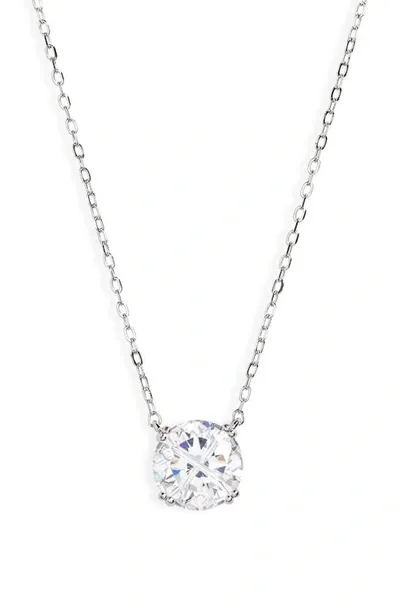 Nordstrom Round Cubic Zirconia Pendant Necklace In Platinum Plated