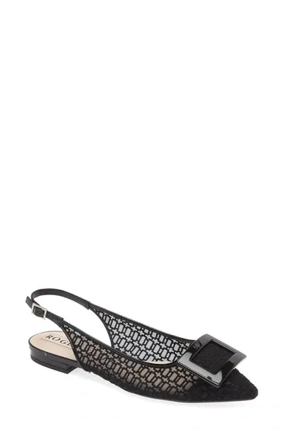 Roger Vivier Gommettine Net Slingback Flats In Black