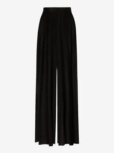 Dolce & Gabbana Silk Trousers In Black