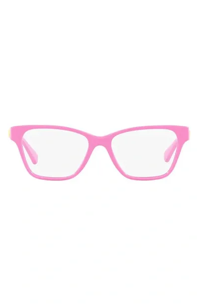 Versace Kids' 48mm Rectangular Optical Glasses In Pink