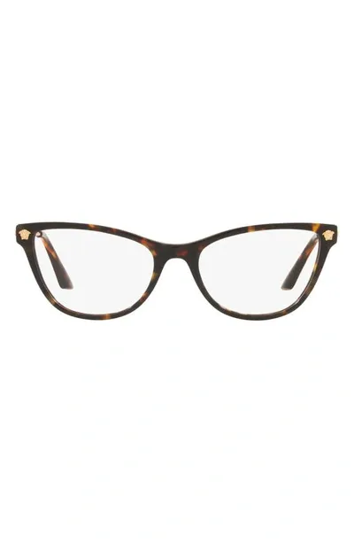 Versace 54mm Cat Eye Optical Glasses In Brown