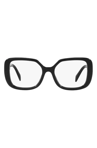 Prada 53mm Square Optical Glasses In Black