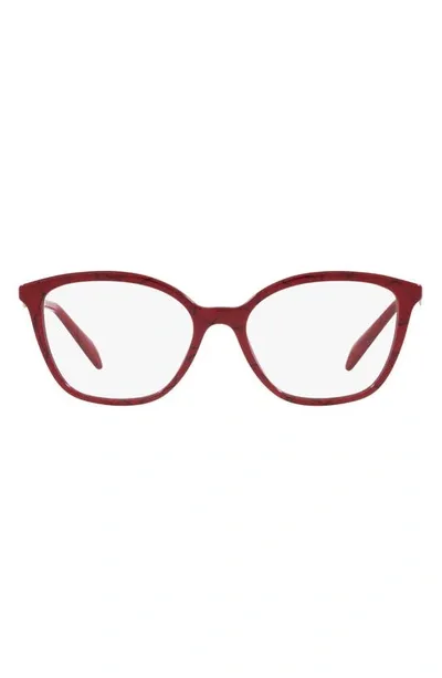 Prada 54mm Butterfly Optical Glasses In Red