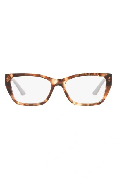 Prada 52mm Rectangular Optical Glasses In Brown Tort