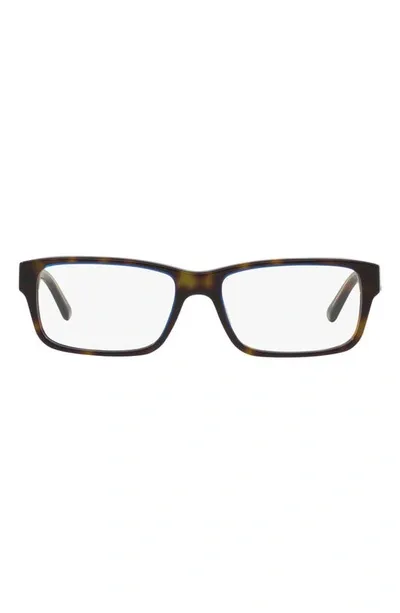 Prada 55mm Rectangular Optical Glasses In Blue Tort