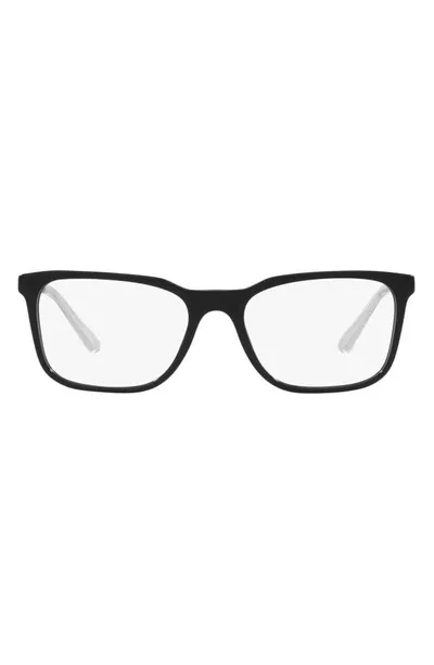 Prada 56mm Rectangular Optical Glasses In Black