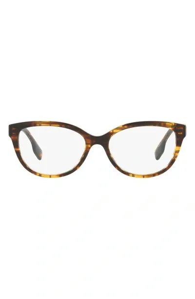 Burberry Esme 52mm Square Optical Glasses In Top Check / Striped Brown