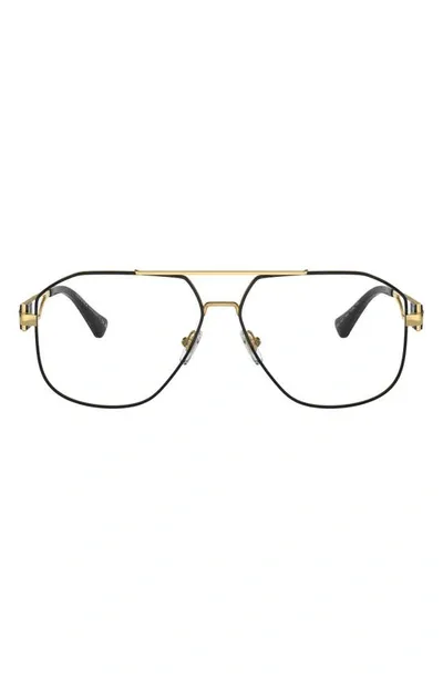 Versace 59mm Pilot Optical Glasses In Black Gold