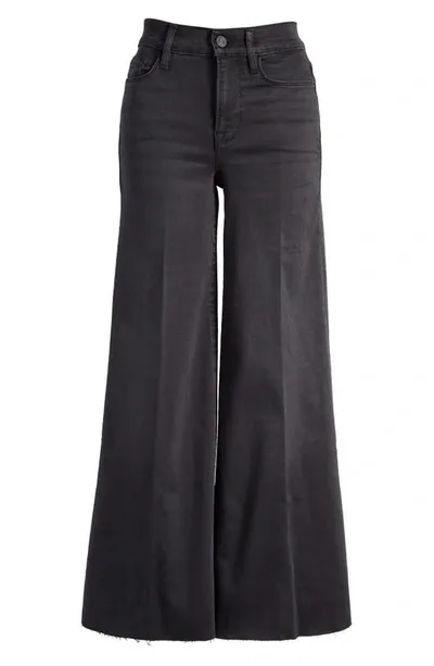 Frame Le Palazzo Cropped Raw Hem Jeans In Black